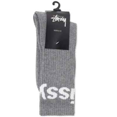 Stussy x Jacquard Logo Crew Socks 1-Pack Heather Grey (STUF162