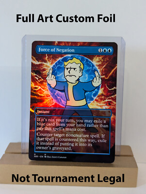 Force of Negation Foil Custom Fallout Altered Art sticker on bulk MTG Commander