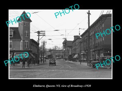OLD POSTCARD SIZE PHOTO ELMHURST QUEENS NEW YORK VIEW OF BROADWAY c1920