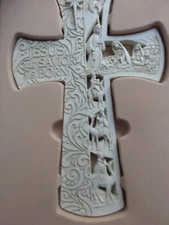 Jesus our Savior is Born, White Nativity Cross delicate, previously owned