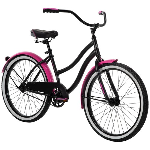 black and pink cruiser bike