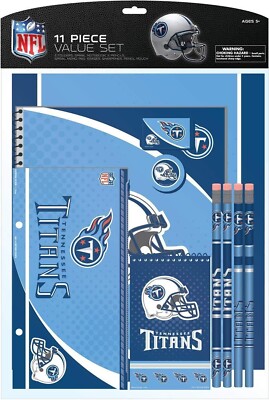 11 pc Set NFL Tennessee Titans School Kit Folder Bookmark Notebook Pencil Eraser