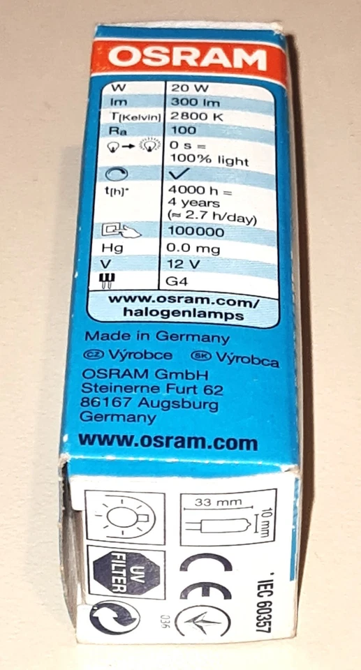 OSRAM HALOSTAR STARLITE 64425S 12V G4 BASE 20 WATT UV 300 LUMEN LASTS 4 YEARS - Image 4 of 4