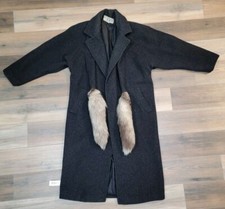 VTG Capri by Marie Mirisola Wool Coat w/Silver Foxtails EUC Made in USA