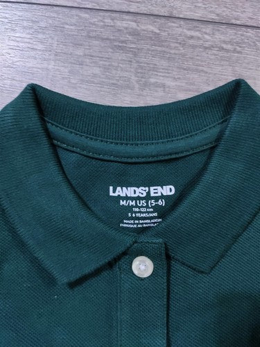 Lands End Polo Shirt Girls Medium 5-6 Green School Uniform Top Kids - Picture 2 of 6