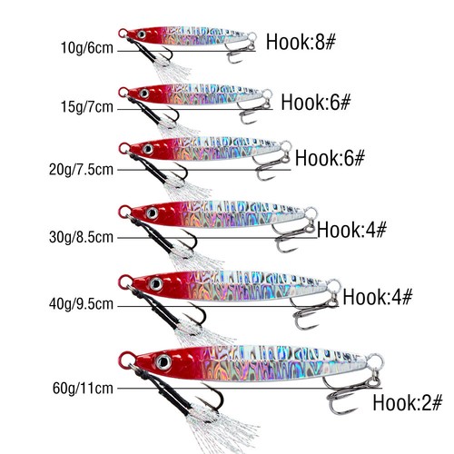 5 Stück 10-60g Slow Fall Pitch Angelköder Sinking Blei Metall Flat Jig Jigging Köder - Bild 13 von 18