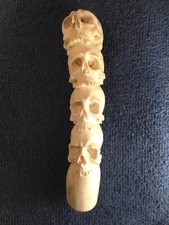 Carved Skulls Stacked Carved Handle Deer Antler Bone Carving