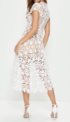 white lace midi skater dress self-portrait - White Fine Lace Midi Dress