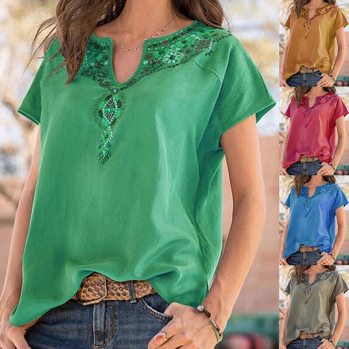 Ethnic Sleeve Tunic Tops T-Shirt Short Pullover G Shirt Tees Loose Wes * | eBay