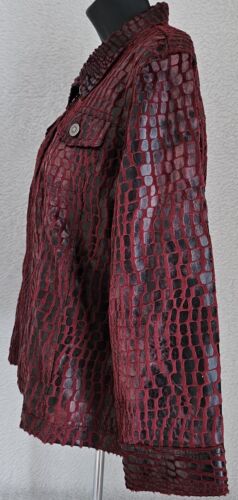 Ruby Rd Womens Jacket Coat Size 14 Burgundy Black Snakeskin LOOK - Picture 22 of 24