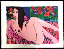 WALASSE TING  Rosa Liegende mit Blumen HAND-SIGNIERT orig.Litho, HC/200,signed