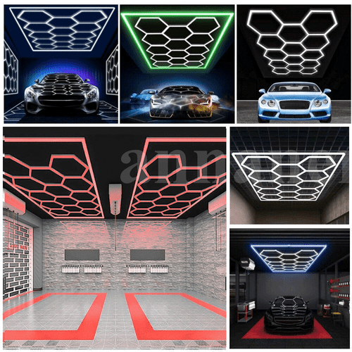 14 Hex  LED-Lamp Deckenleuchten Für Warehouse GYM Garage Autowaschanlage 6500K - Afbeelding 1 van 64