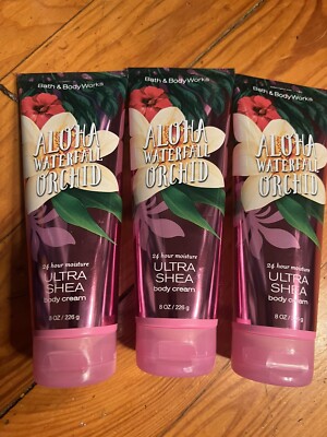 Bath & Body Works 3 X ALOHA WATERFALL ORCHID 8 Oz. ULTRA SHEA Body Creams RARE!!