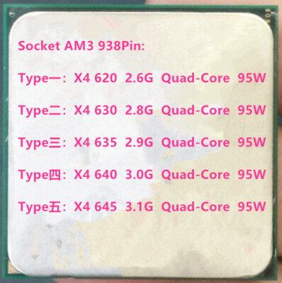 AMD Athlon II Quad-Core X4-620 X4-630 X4-635 X4-640 X4-645 Socket AM3 CPU