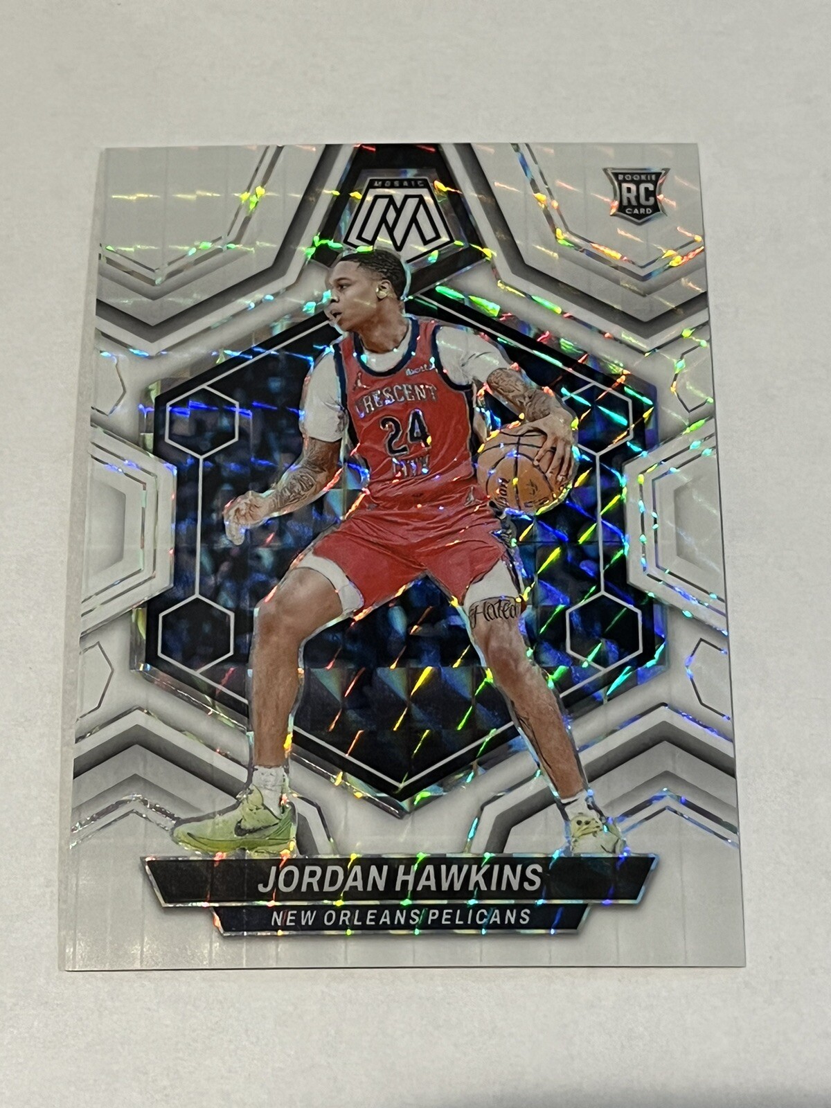 2023-24 Mosaic Basketball Jordan Hawkins RC #243 White Prizm Mosaic /25 Pelicans