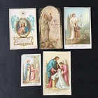 5 Antique Pious Images Angel Bouasse 19th Century HOLY CARDS 19thC Santino