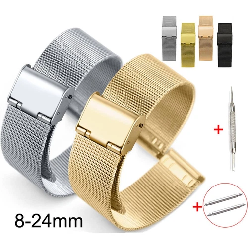 Mesh 0.4 Wire Metal Band 8-24mm Replacement Watch Strap Stainless Steel Bracelet - Picture 1 of 18