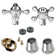 Nes Home Chrome Traditional Full Turn Cross Head Handle for Basin Tap
