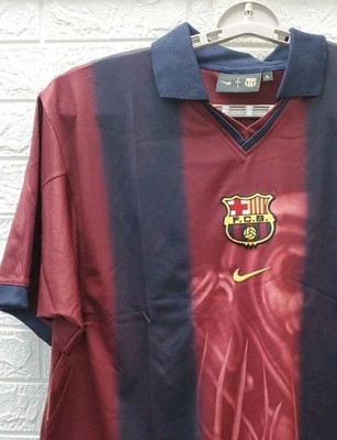 CJ X NIKE X FC BARCELONA RETRO 2000/01 HOME SKELETON JERSEY SIZE L