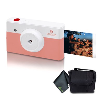 Minolta Instapix Print Camera with Printer (Coral Pink), Camera Bag, Diginerds