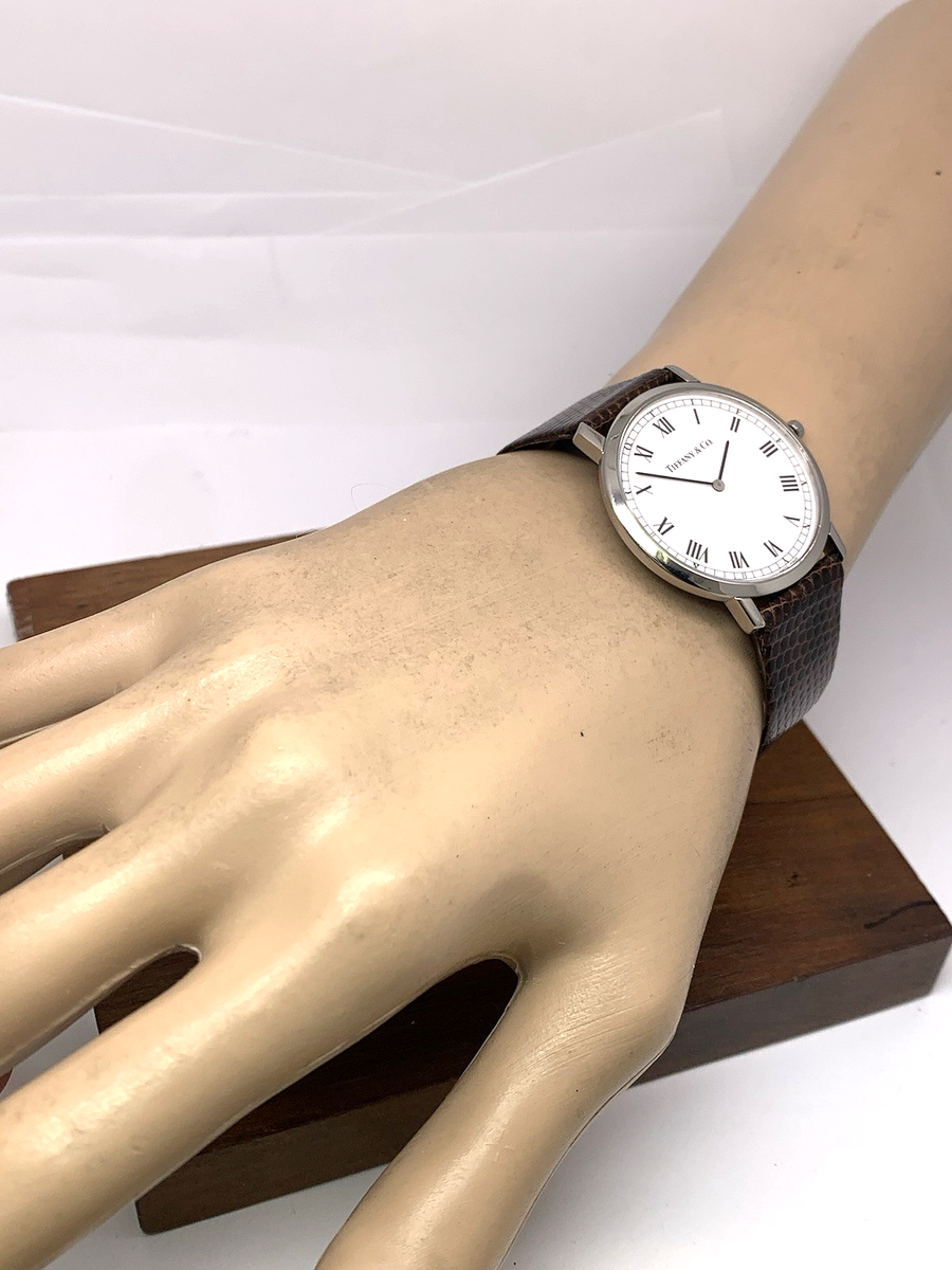 Tiffany & Co. Unisex Watch M151 Swiss Quartz White Dial Brown
