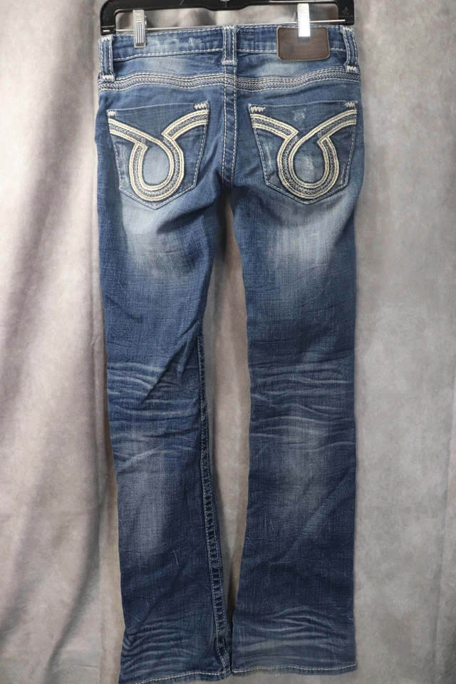 Pantalones de mezclilla Big Star Liv Bootcut para mujer tiro bajo lavado oscuro talla 24R Foto 2 de 4