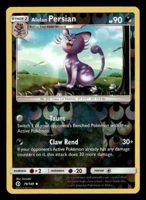 Alolan Persian Uncommon Reverse Holo SM Base Set 79/149 LP Pokémon TCG