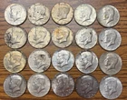 Lot of 20 circulated 1965–1969 Kennedy Half Dollars 40%  silver 230 grams