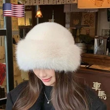 Faux Fur Mink Hat Korean Style Hat for Women Winter Warm Girl Plush Basin Cap
