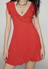 Urban Outfitters Kimchi Blue Ruby Wrap Mini Dress Red/rouge XXS