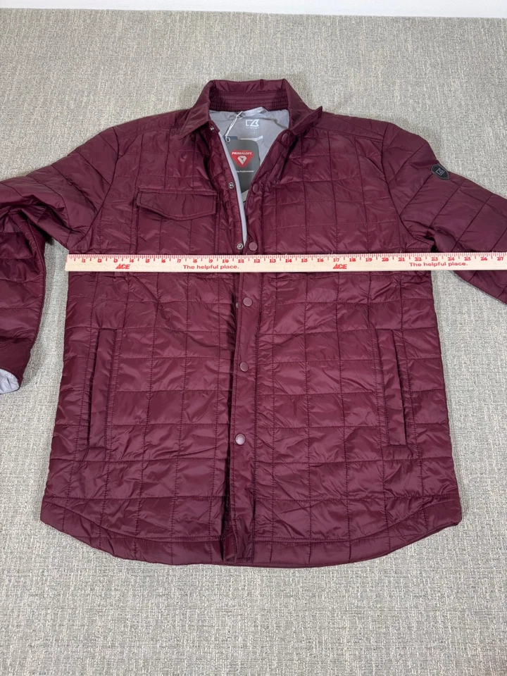 Cutter & Buck Rainier PrimaLoft men's insulated quilted shirt jacket L burgundy - Image 4 of 4