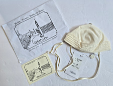 Vintage Baby Bonnet With Ties 100 Silk Ivory Made In Italy MUST SEE NWT
