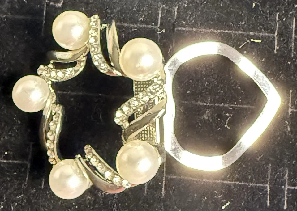 Clip de bufanda anillo perla simulada enchapado en plata Foto 3 de 4