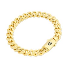 14k Yellow Gold Royal Monaco Miami Cuban Link 9mm Curb Chain Mens Bracelet 8"
