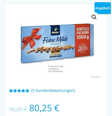 5x Tchibo Feine Milde 1000g Vorteilspack gemahlen = 5 kg