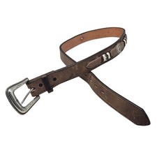 Nocona Belt 34 Brown Leather Western Boho Concho Rodeo Cowboy Texas US Made