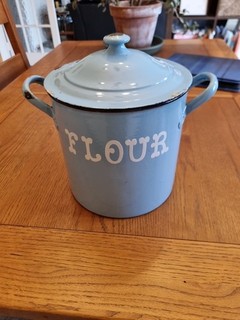 Vintage Mid Century blue Flour Bin