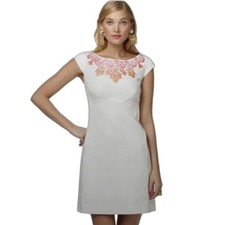 Lilly Pulitzer Allura Shift Dress Women's Size 10 White/Pink/Orange Embroidered