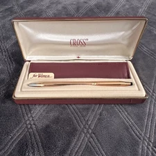 Vintage Cross Women's 14K Gold Filled Ballpoint Pen With Rose Pattern With Case
