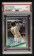2025 Donruss Optic Purple Prizm Signatures 18/49 Brock Wilken PSA 9 Auto 8d2