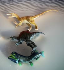 Vintage Dinosaur Lot Of Three Loosejaw Spinosaurus Velociraptor