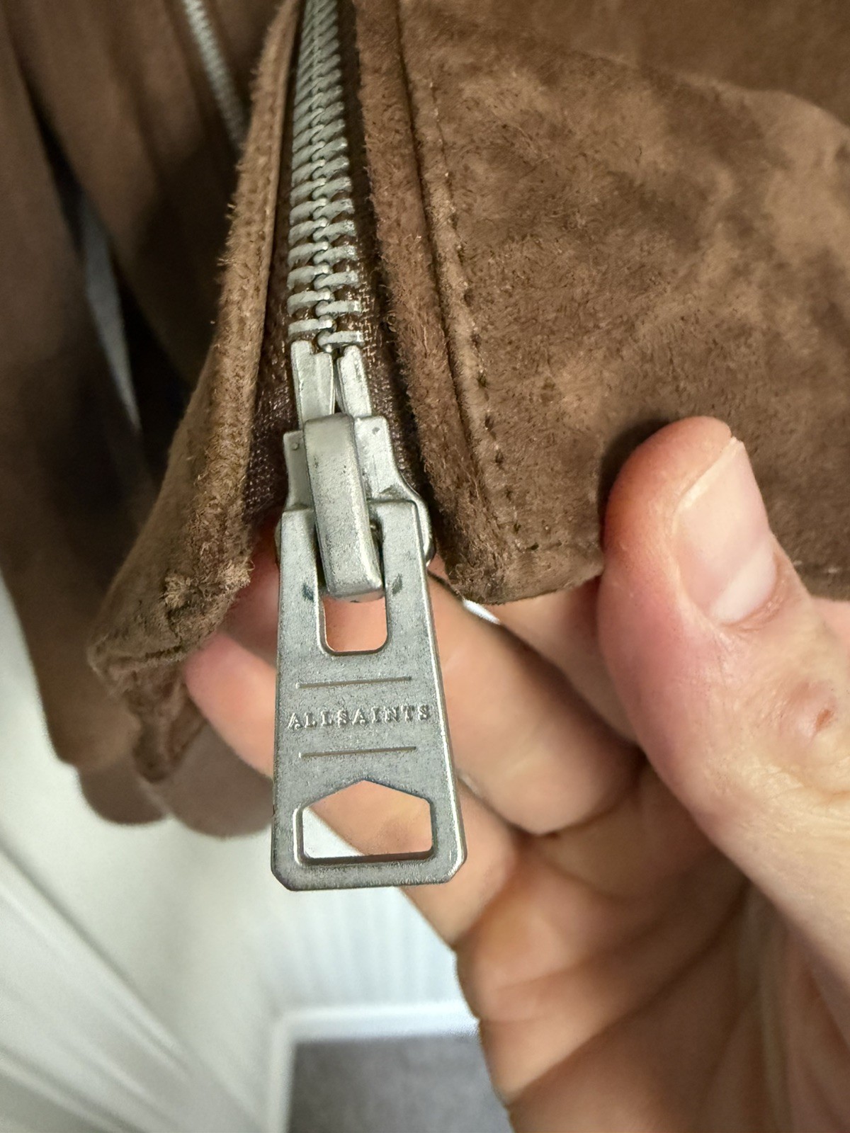 ALLSAINTS Men’s Kemble Suede Leather Bomber Jacket “Bitter Brown” Size Large. image 9
