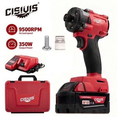 Brushless Cordless 1/4'' Hex Impact Driver With Bettery For Milwaukee M18 Battery