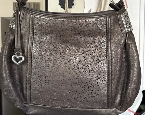 Brighton Pewter Purse Large Bag. Has Beautiful Panels. From A Smoke Free Home