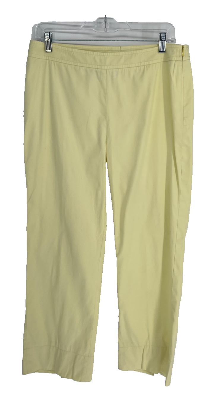 Akris punto Women's Pants Size 8 Yellow Cropped Split Hem Quiet Luxury