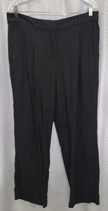 Old Navy Black Linen Taylor Wide Leg Pants Size Large