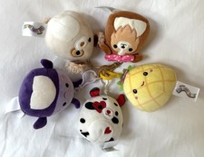 Squishmallows Clip Lot of 5: Bug, Dalmatian, Dog, Pineapple