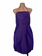 Vintage Silk Lynn Lugo Strapless Purple Dress 2000s Size 4 Elegant Minimalist