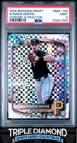 2025 Bowman Draft Chrome Konnor Griffin Prospect X-Fractor PSA 9 Mint W118