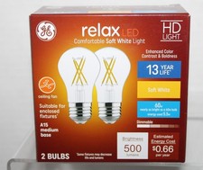GE Relax 60w Equiv 5.5w LED Bulbs A15 Medium Base Ceiling Fan Soft White 2-Pack